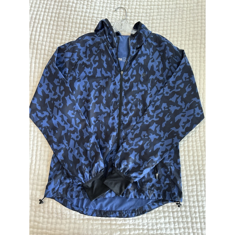 ZYIA ACTIVE Mens Black Blue Hooded Jacket L Ultra Lightweight